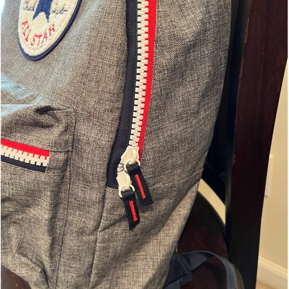 NWT Chuck Taylor All Stars Backpack Gray Navy Blue Red Zippered Adjustable Strap - Picture 9 of 9
